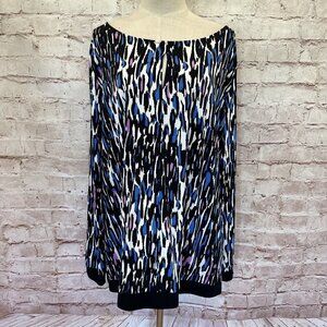 Worthington Woman 3X Shirt Top Long Sleeve Pullover Multicolor Back Zipper NEW